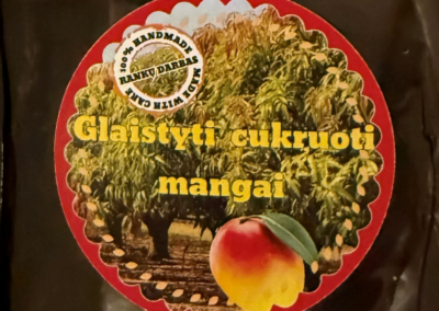 Šokoladu glaistyti mangai 6 Glaistyti cukruoti mangai dezute