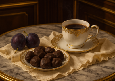 Šokoladu glaistyti slyvos 3 Glaistytos slyvos