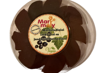 Juodųjų serbentų marmeladinės puselės 6 Marmeladiniai saldainiai su juodaisiais serbentais dezute