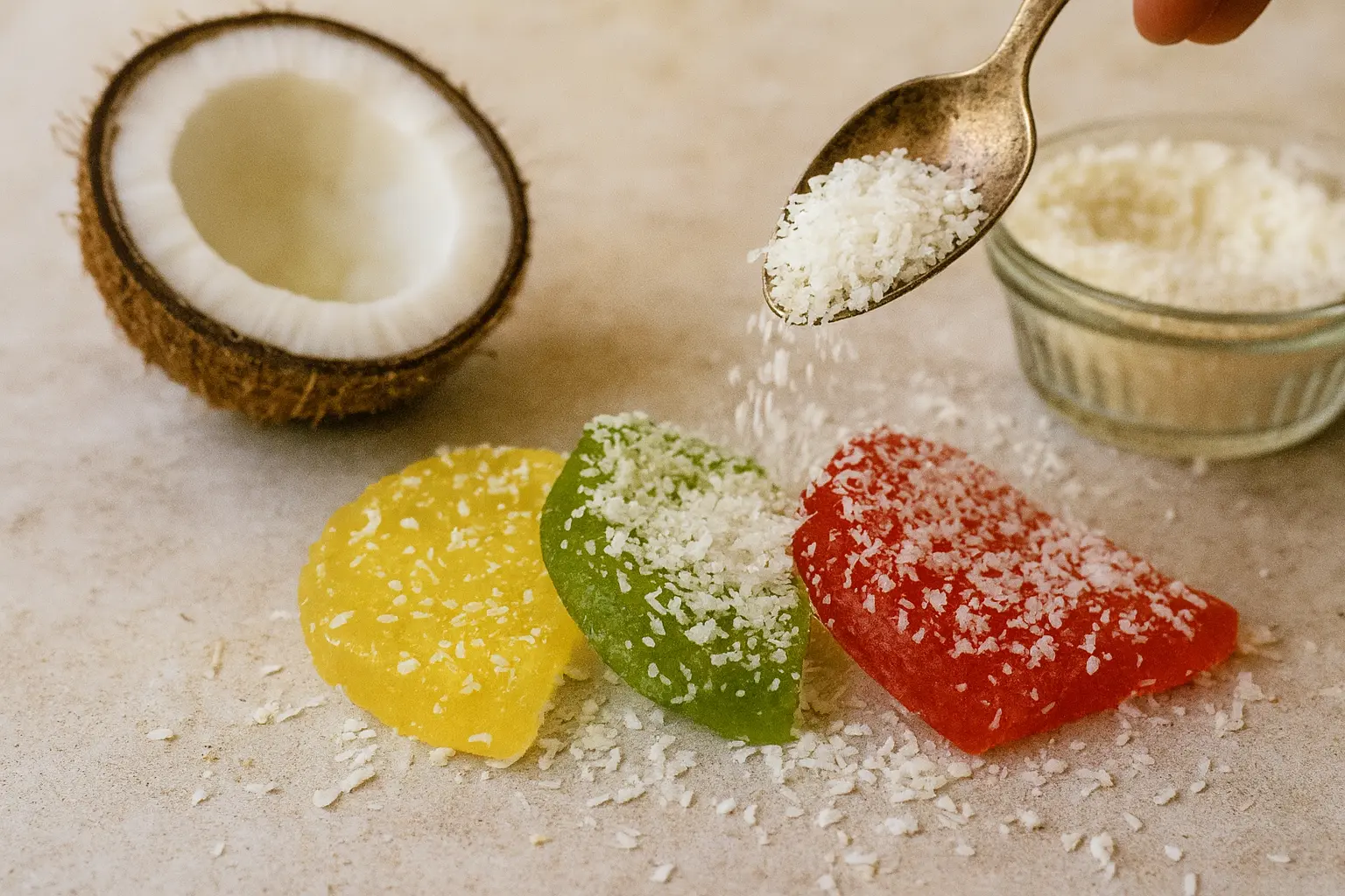 Conditor 2 Marmeladiniai saldainiai su kokoso drozlemis gamyba