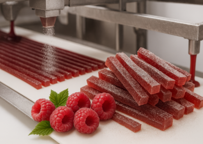 Marmeladiniai šiaudeliai su avietėmis 4 Marmeladiniai siaudeliai su avietemis gamyba