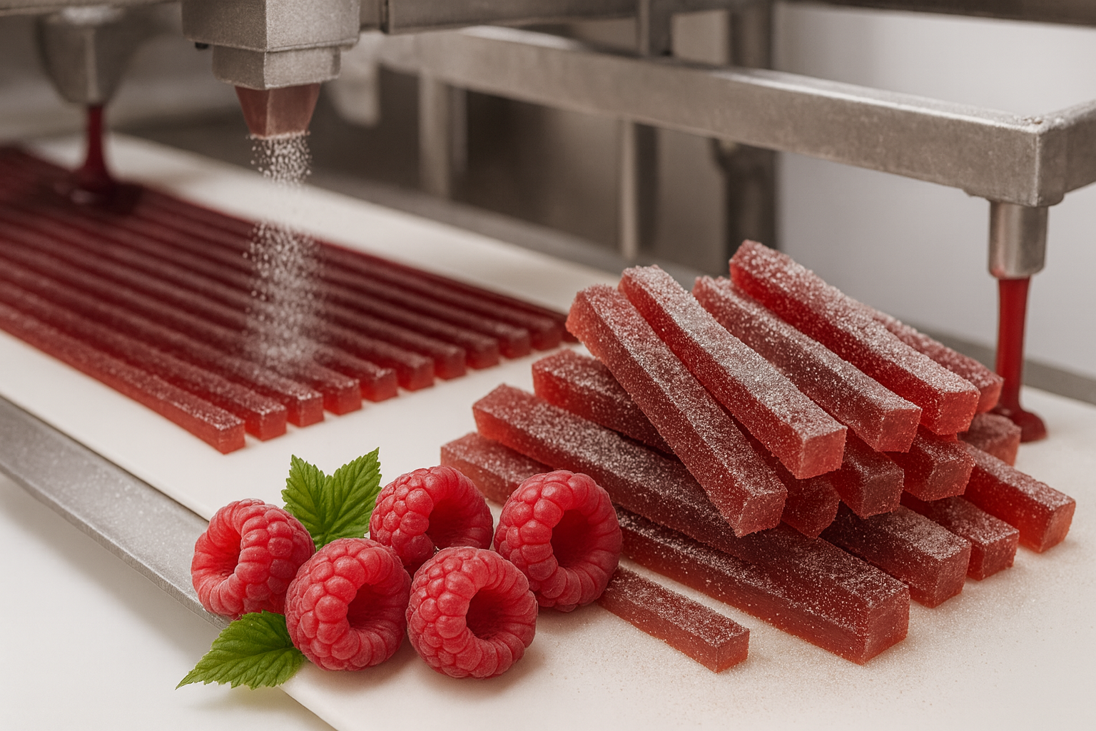 Marmeladiniai šiaudeliai 3 Marmeladiniai siaudeliai su avietemis gamyba