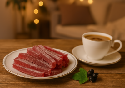 Marmeladiniai šiaudeliai su juodaisiais serbentais 4 Marmeladiniai siaudeliai su juodaisiais serbentais