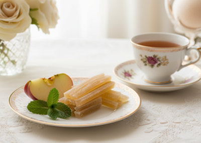 Marmeladiniai šiaudeliai su obuolių sultimis ir mėtomis 4 Marmeladiniai siaudeliai su obuoliu sultymis su metomis