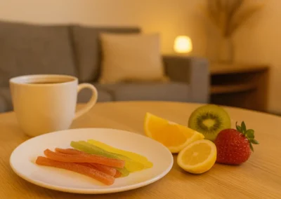 Vaisių sulčių marmeladiniai šiaudeliai 3 Marmeladiniai siaudeliai vaisiu skonio