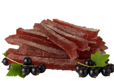 Marmeladiniai šiaudeliai su juodaisiais serbentais 3 Siaudeliai su juodaisiais serbentu uogomis