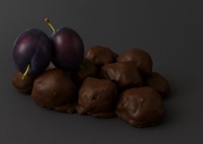 Šokoladu glaistyti slyvos 5 Slyvos glaystytos