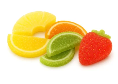 Vaisių sulčių marmeladinės skiltelės 3 Vaisiu marmelado skilteles