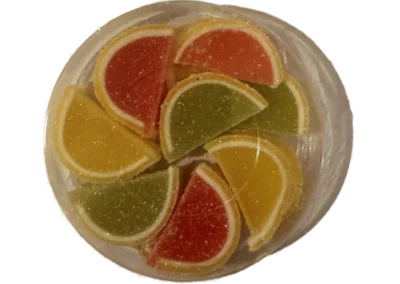 Vaisių sulčių marmeladinės skiltelės 6 Viasiu sulciu marmelado skilteles dezute